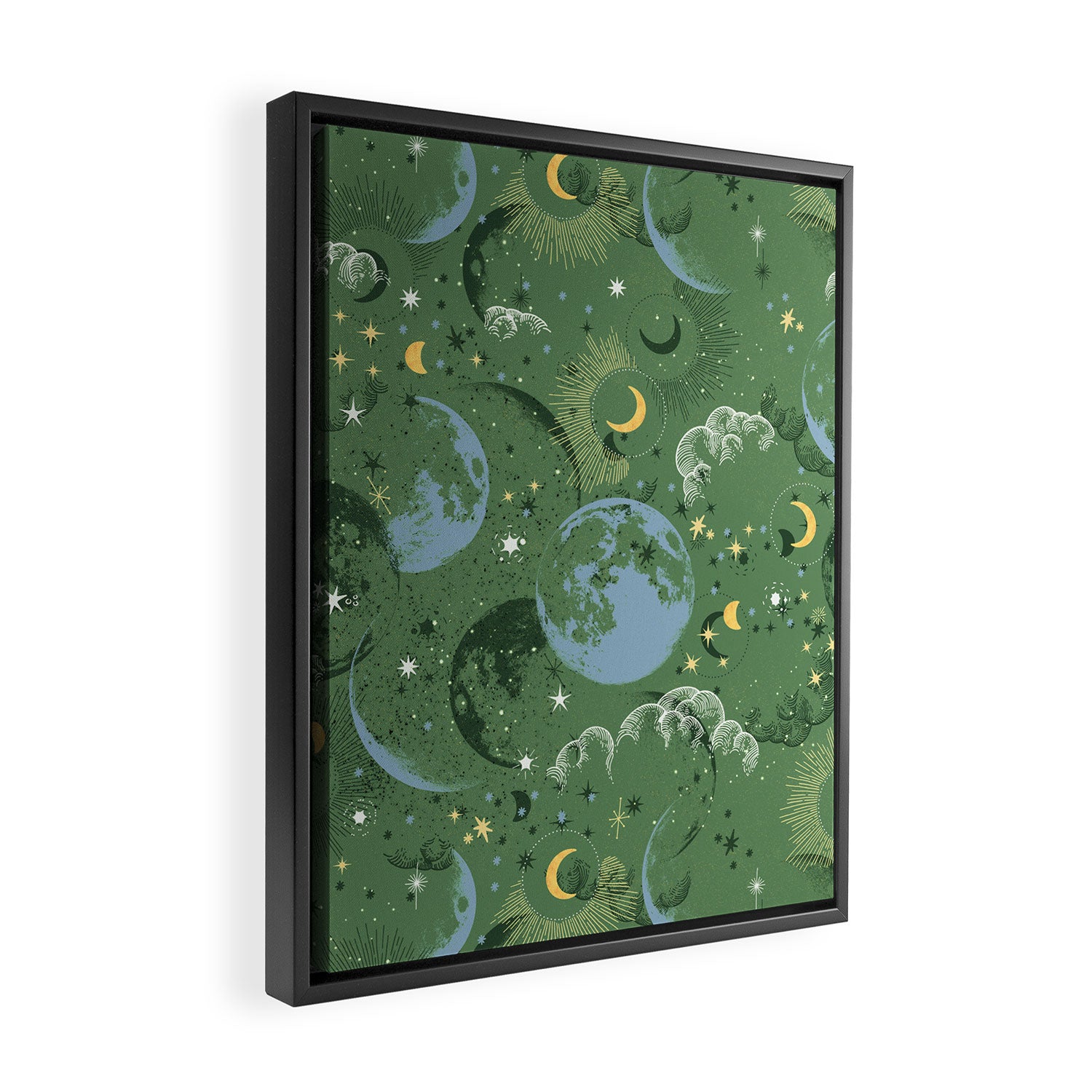 Greenish starry lunar sky Framed Canvas Print Gallery Image 2