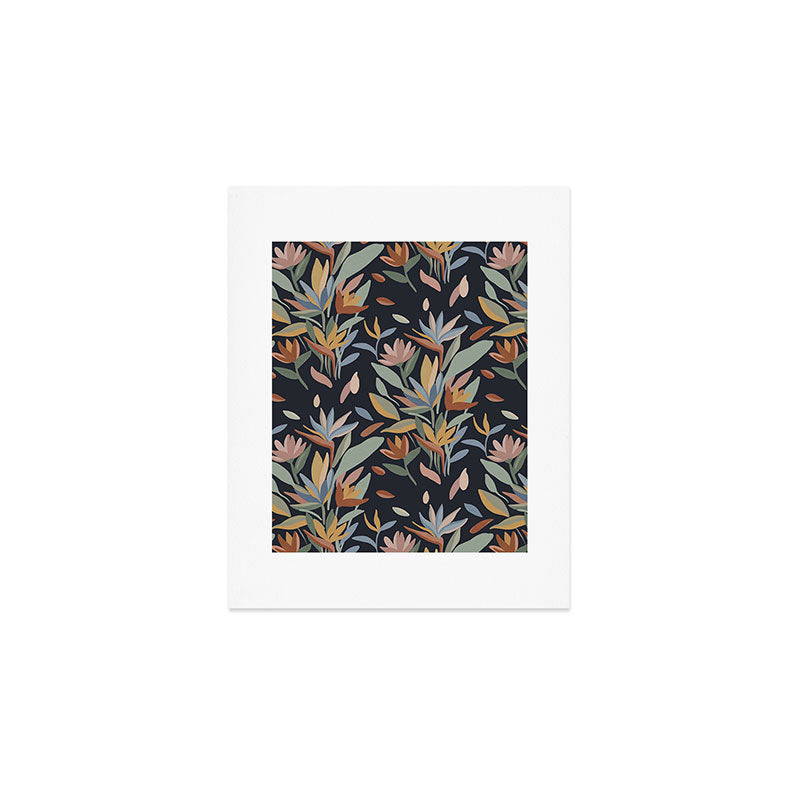 Hand Painted Floral Garden Night Art Print Gallery Image 1