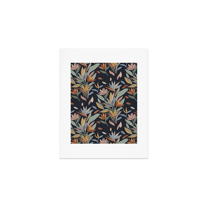 Hand Painted Floral Garden Night Art Print Gallery Image 1