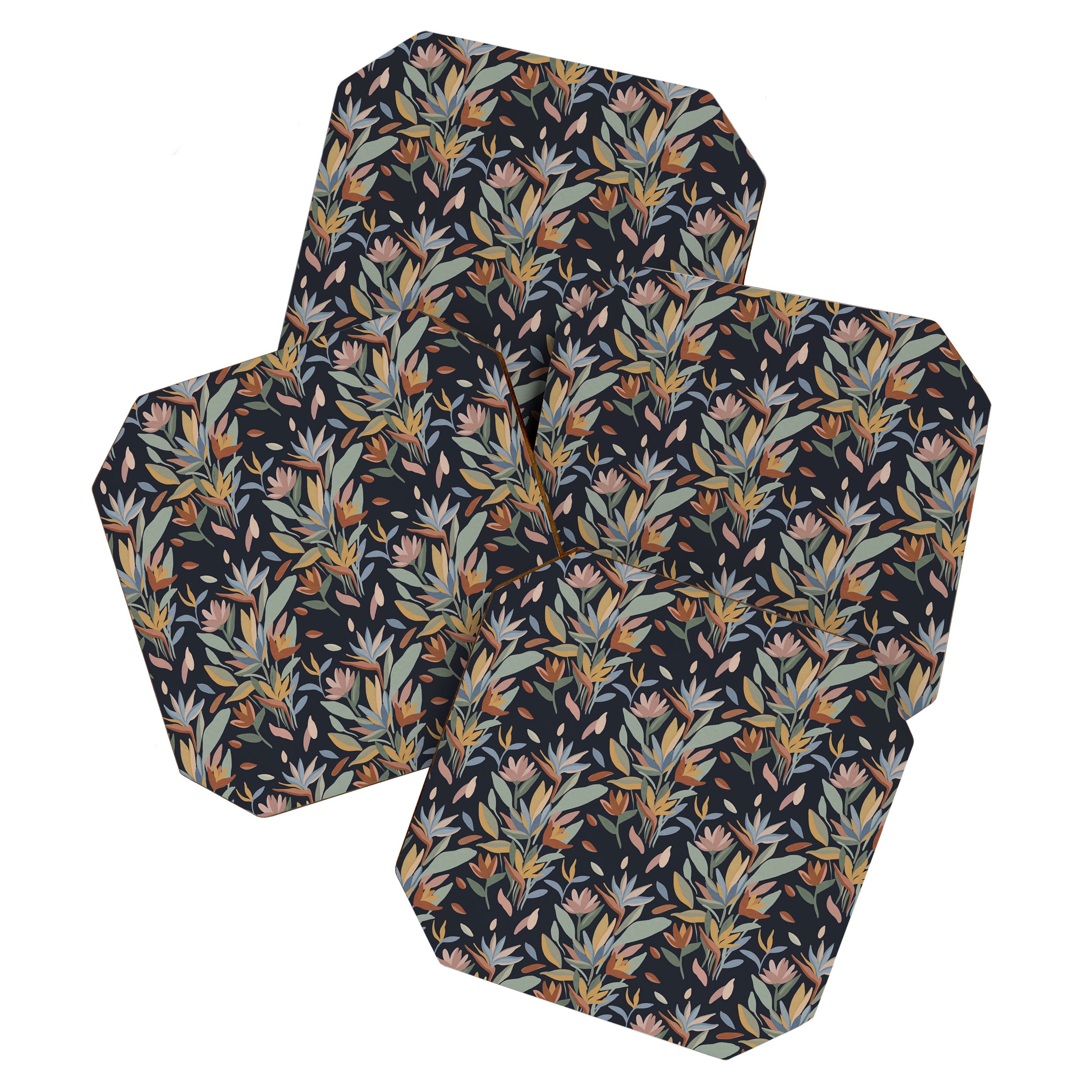 Hand Painted Floral Garden Night Coaster Gallery Image 1