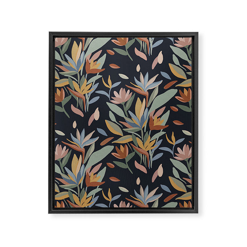Hand Painted Floral Garden Night Framed Canvas Print Gallery Image 8