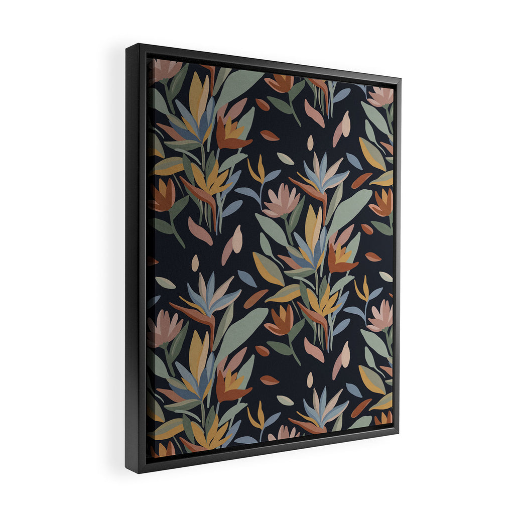 Hand Painted Floral Garden Night Framed Canvas Print Gallery Image 2