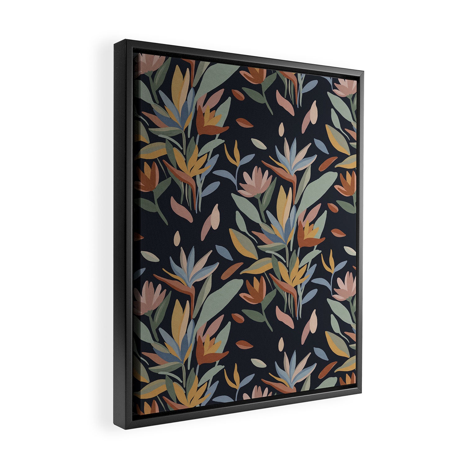 Hand Painted Floral Garden Night Framed Canvas Print Gallery Image 2