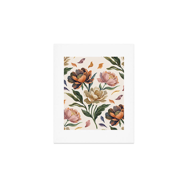 Hand Painted Peony Florals Art Print Gallery Image 1