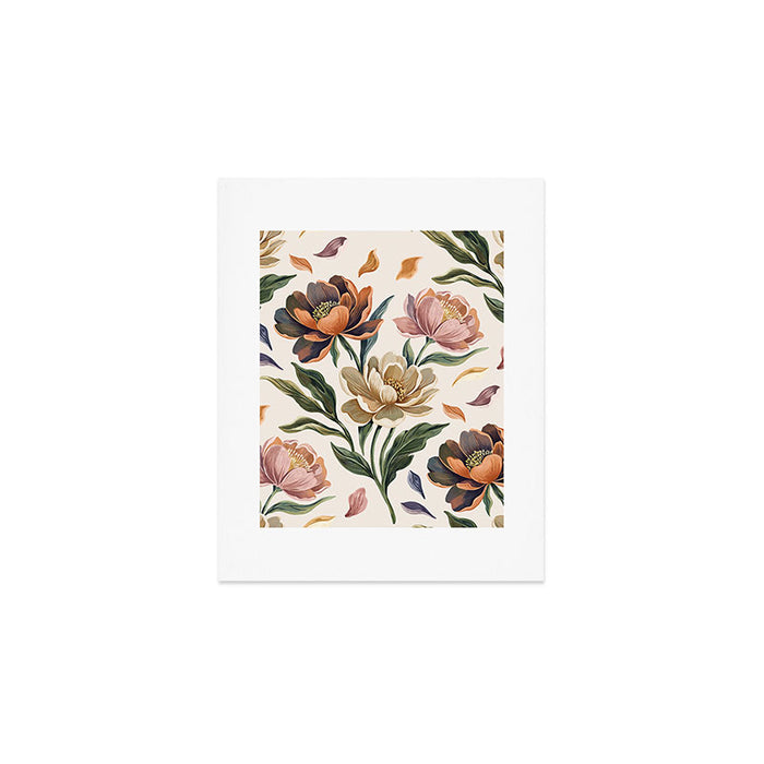 Hand Painted Peony Florals Art Print Gallery Image 1