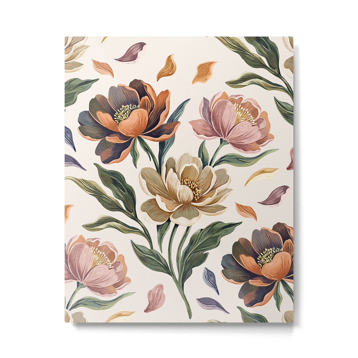 Hand Painted Peony Florals Metal Print Gallery Image 4