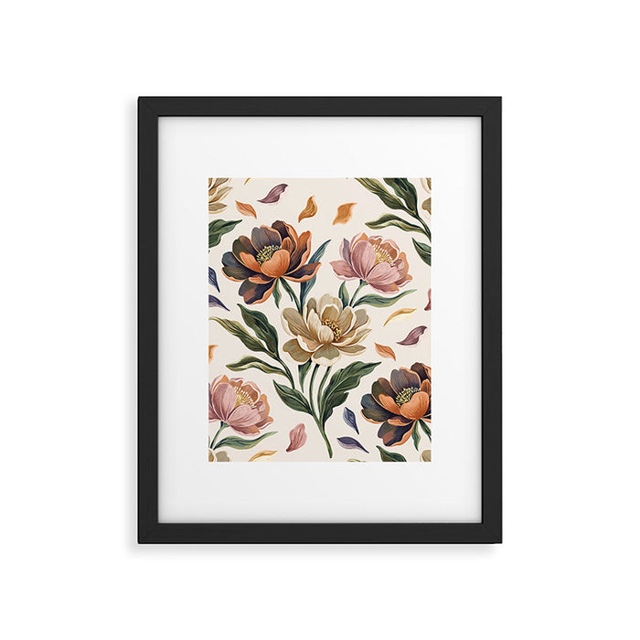 Hand Painted Peony Florals Framed Art Print Gallery Image 1