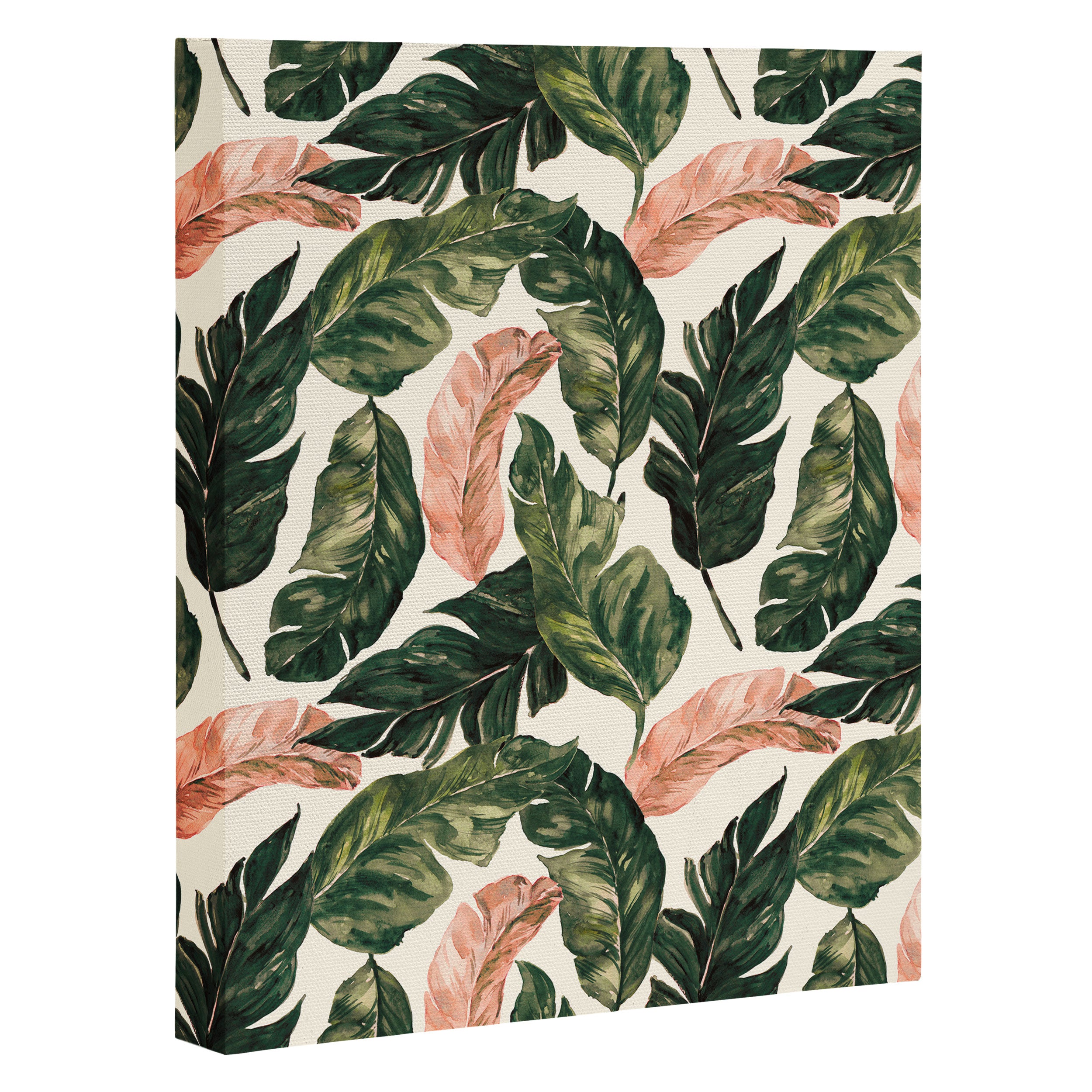 Leaf green and pink Canvas Print Gallery Image 3
