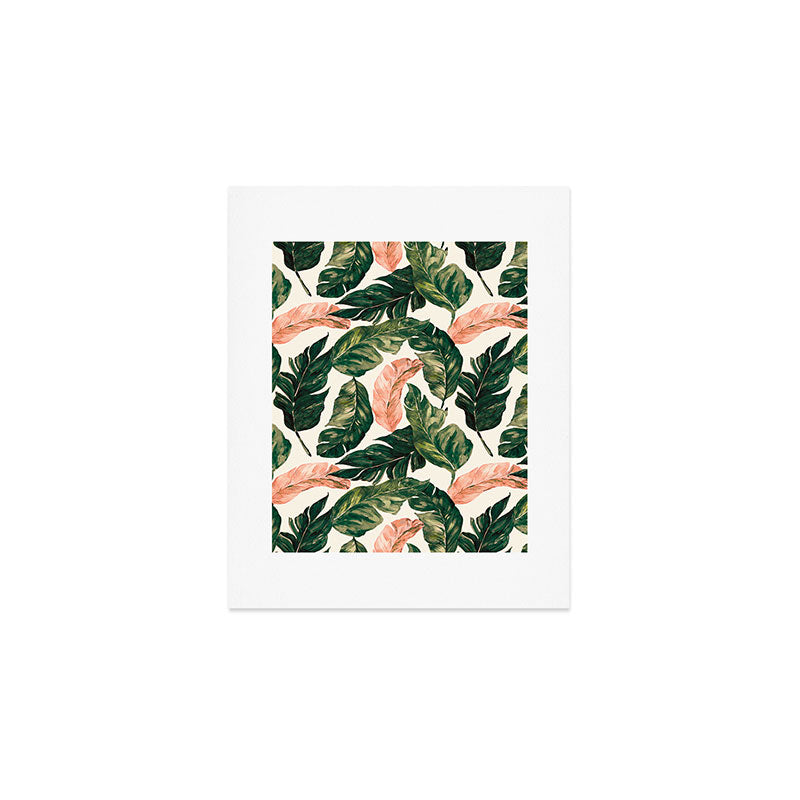 Leaf green and pink Art Print Gallery Image 1