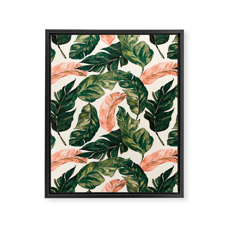 Leaf green and pink Framed Canvas Print Gallery Image 8
