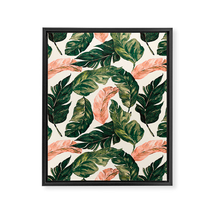 Leaf green and pink Framed Canvas Print Gallery Image 1