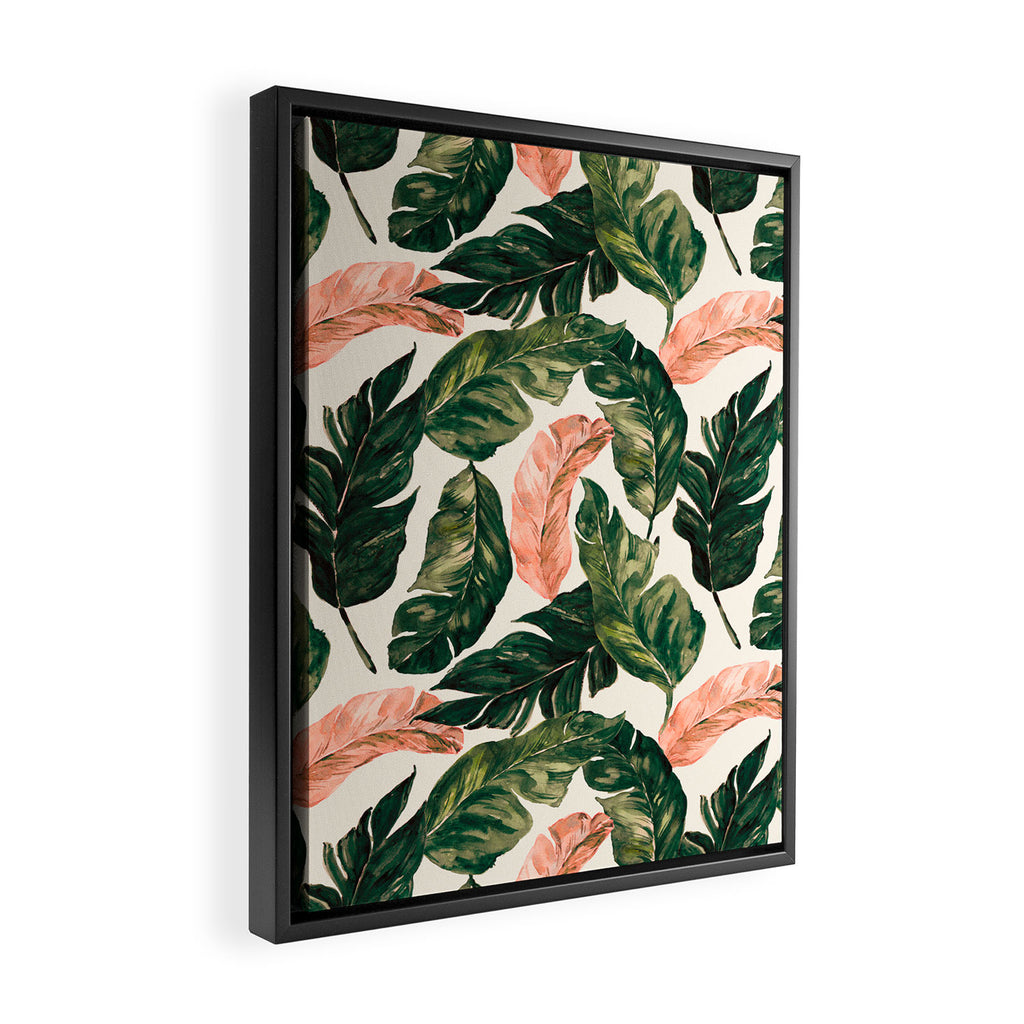 Leaf green and pink Framed Canvas Print Gallery Image 2