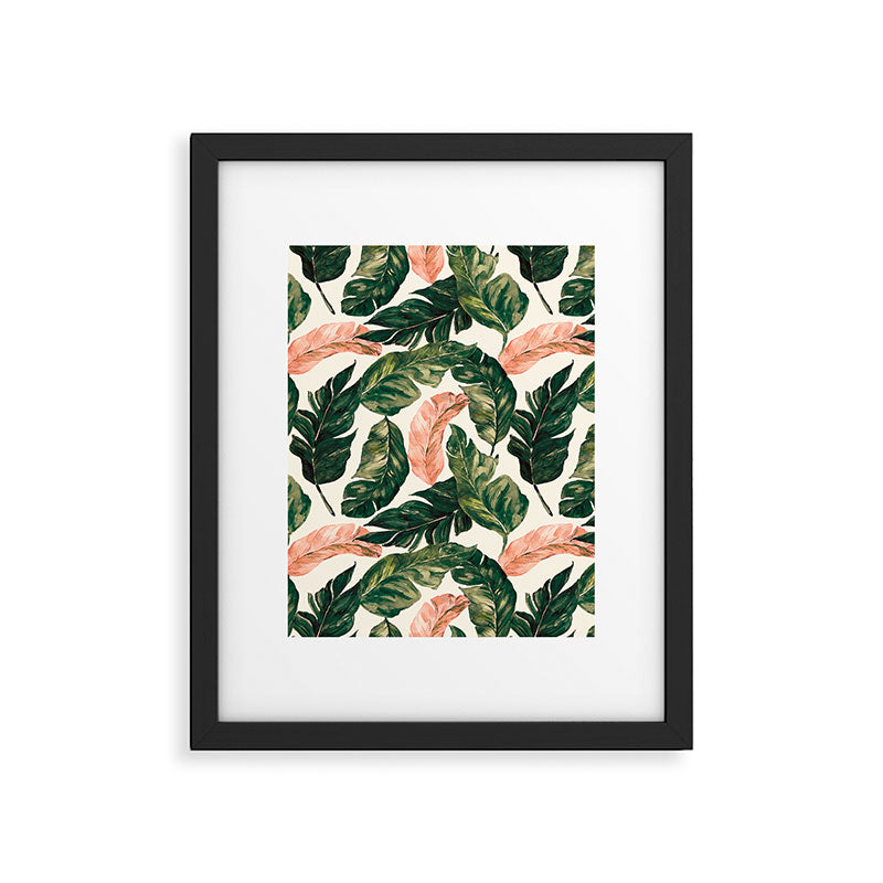 Leaf green and pink Framed Art Print Gallery Image 4