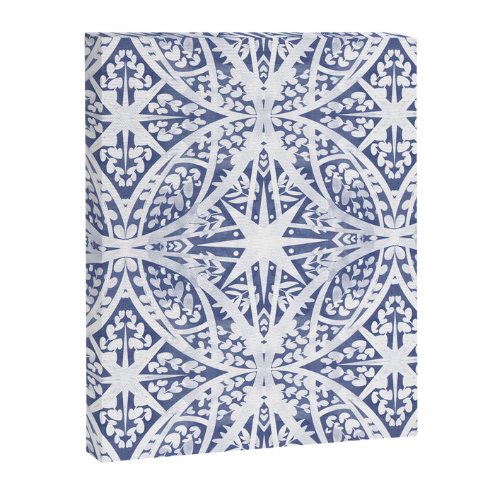 Leaves indigo fantasy tiled 4 Canvas Print Gallery Image 1
