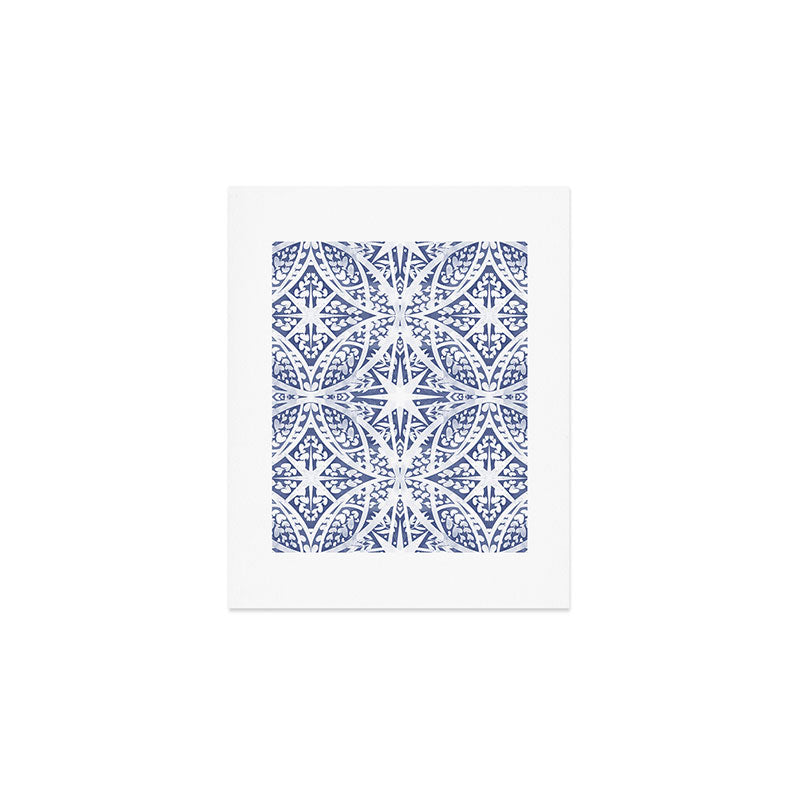 Leaves indigo fantasy tiled 4 Art Print Gallery Image 1