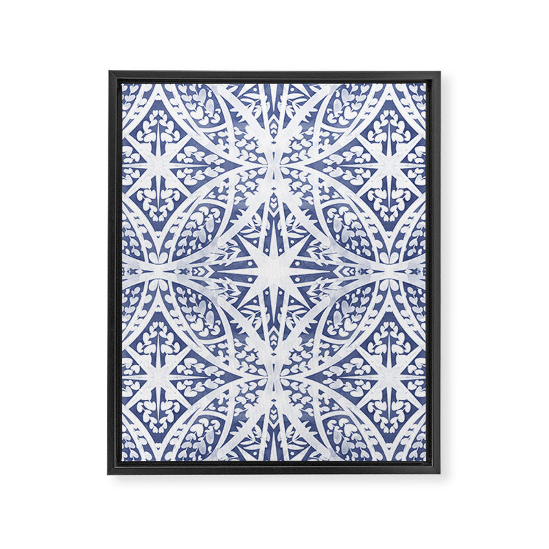 Leaves indigo fantasy tiled 4 Framed Canvas Print Gallery Image 8