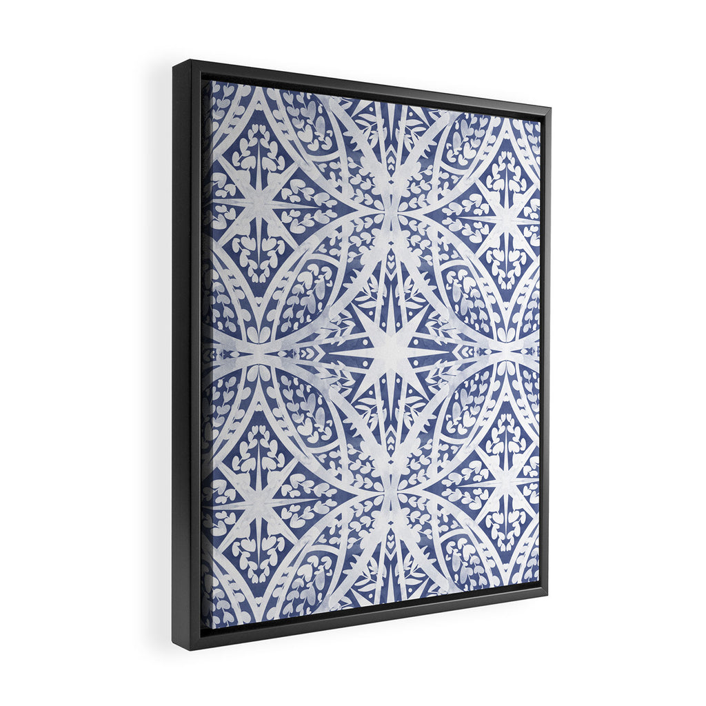 Leaves indigo fantasy tiled 4 Framed Canvas Print Gallery Image 2