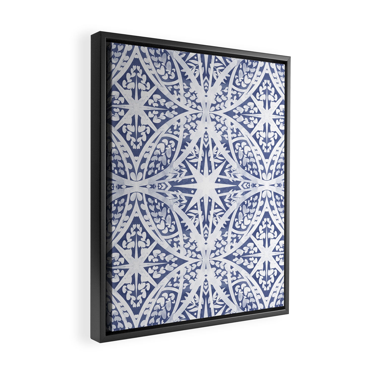 Leaves indigo fantasy tiled 4 Framed Canvas Print Gallery Image 2