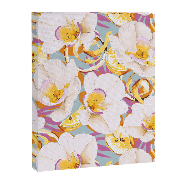 Lemons among the exotic flowers 4 Canvas Print Gallery Image 1
