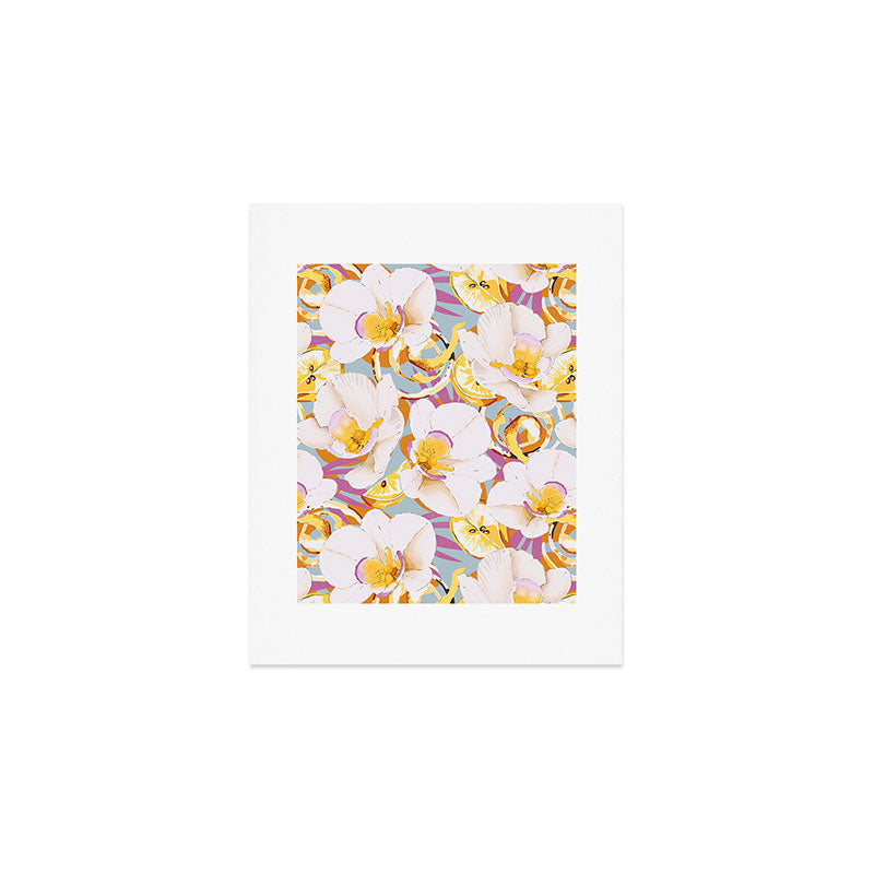 Lemons among the exotic flowers 4 Art Print Gallery Image 1