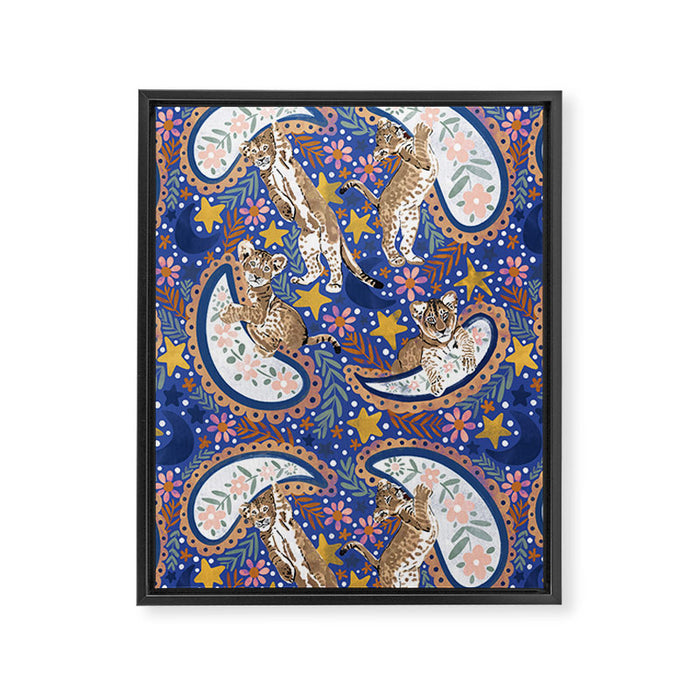 Leopard Cubs Starry Night Framed Canvas Print Gallery Image 1