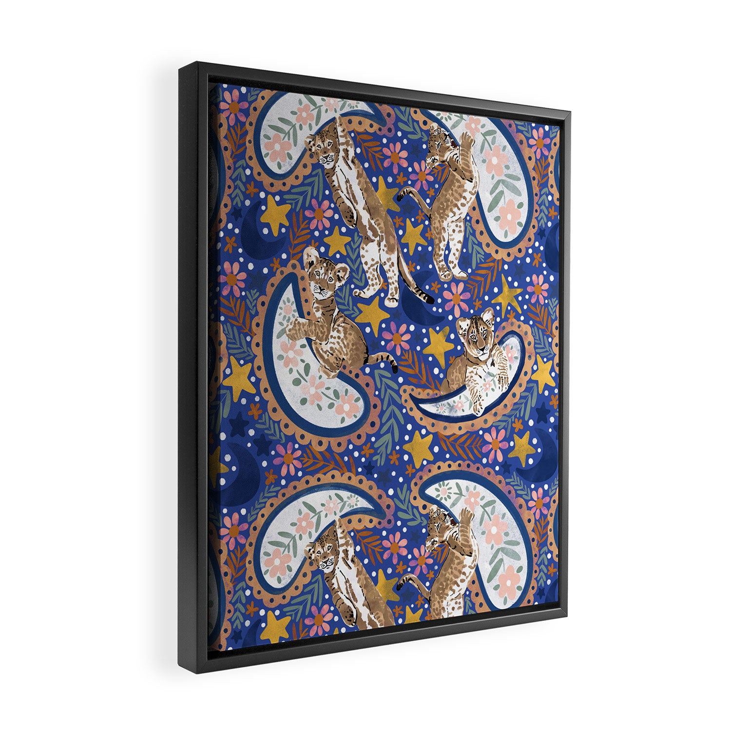 Leopard Cubs Starry Night Framed Canvas Print Gallery Image 2