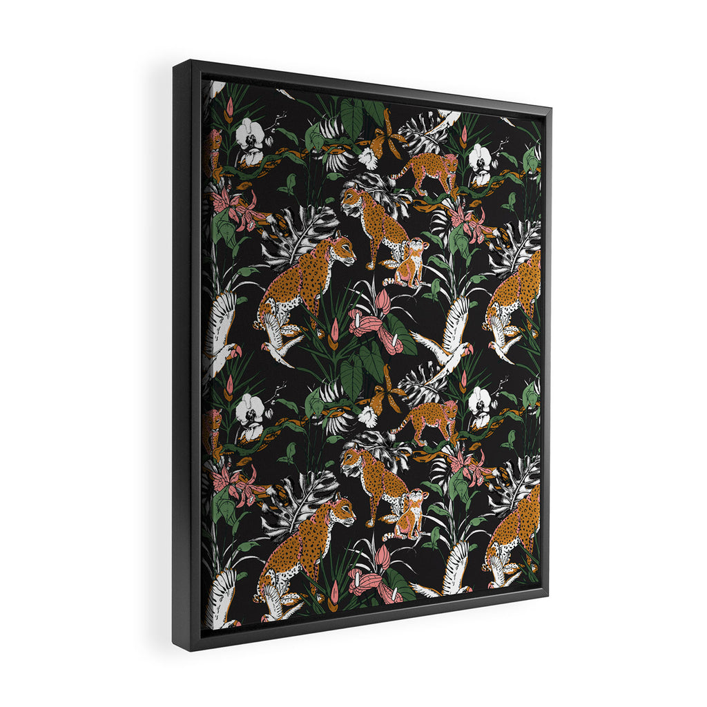 Leopards at night Framed Canvas Print Gallery Image 2