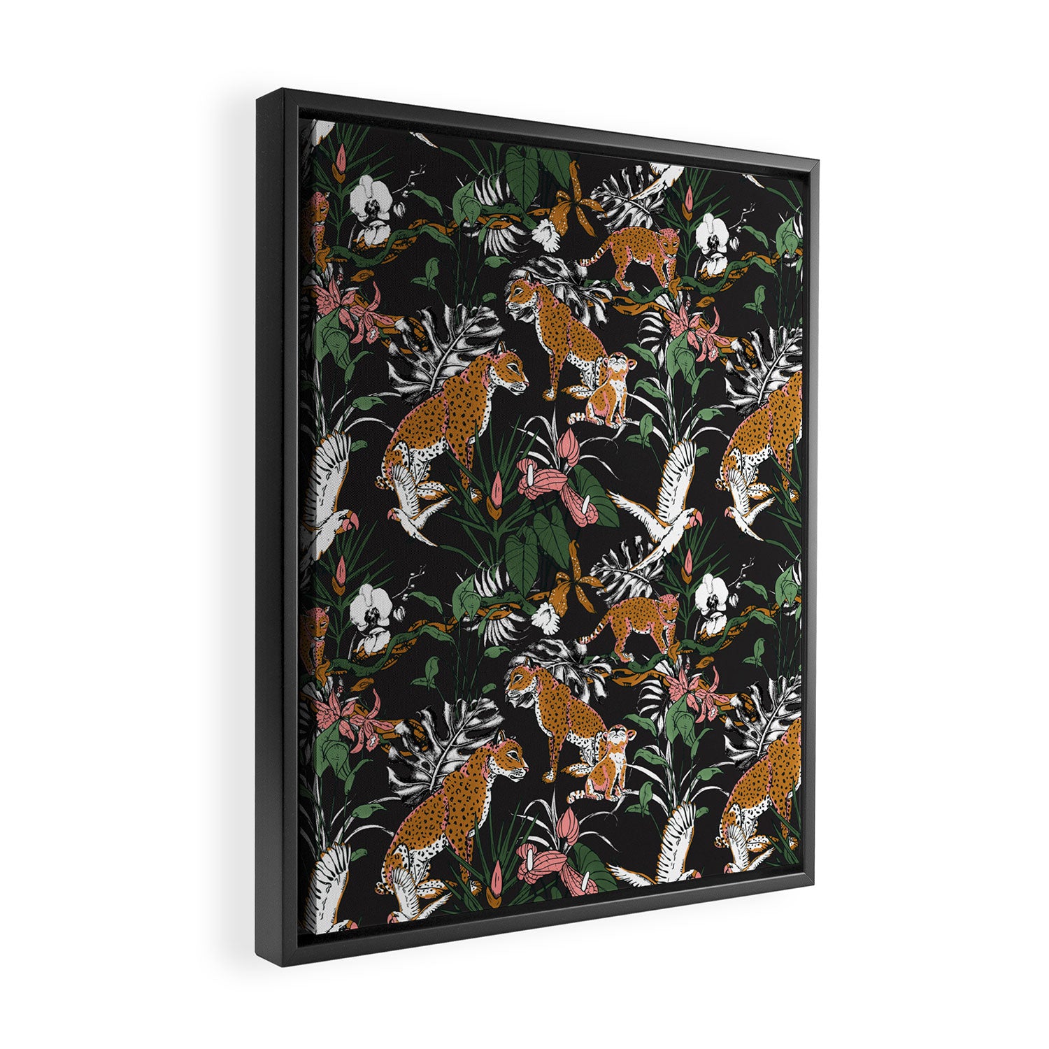 Leopards at night Framed Canvas Print Gallery Image 2