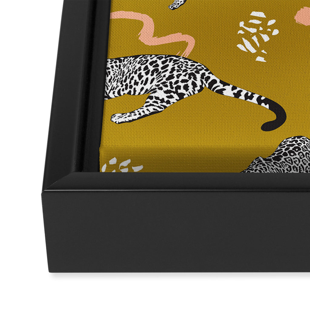 Leopards - Mustard Framed Canvas Print Gallery Image 3