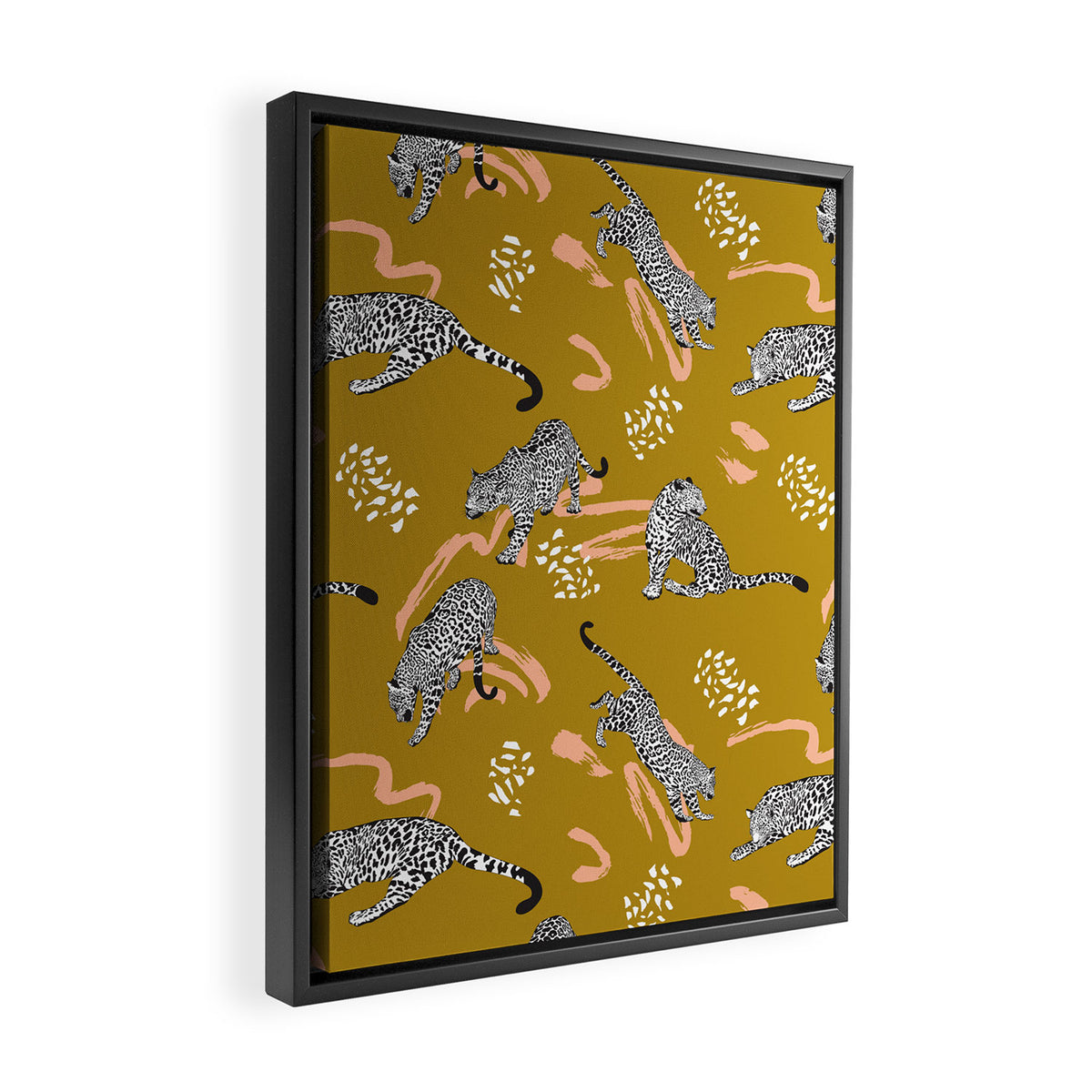 Leopards - Mustard Framed Canvas Print Gallery Image 2