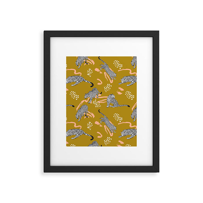 Leopards - Mustard Framed Art Print Gallery Image 1