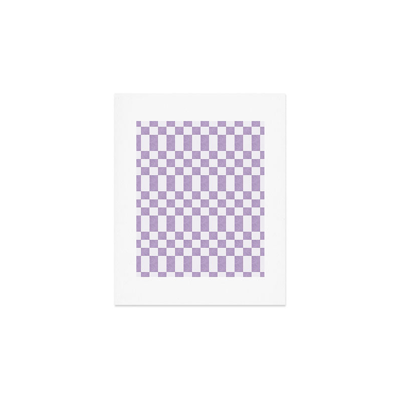 Lilac and white checkered Art Print Gallery Image 1