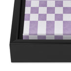 Lilac and white checkered Framed Canvas Print Gallery Image 3