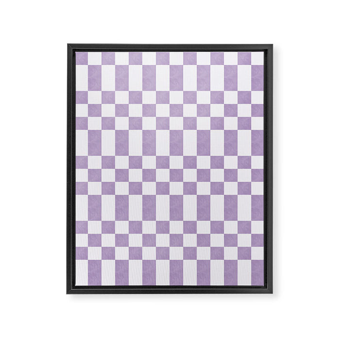 Lilac and white checkered Framed Canvas Print Gallery Image 1
