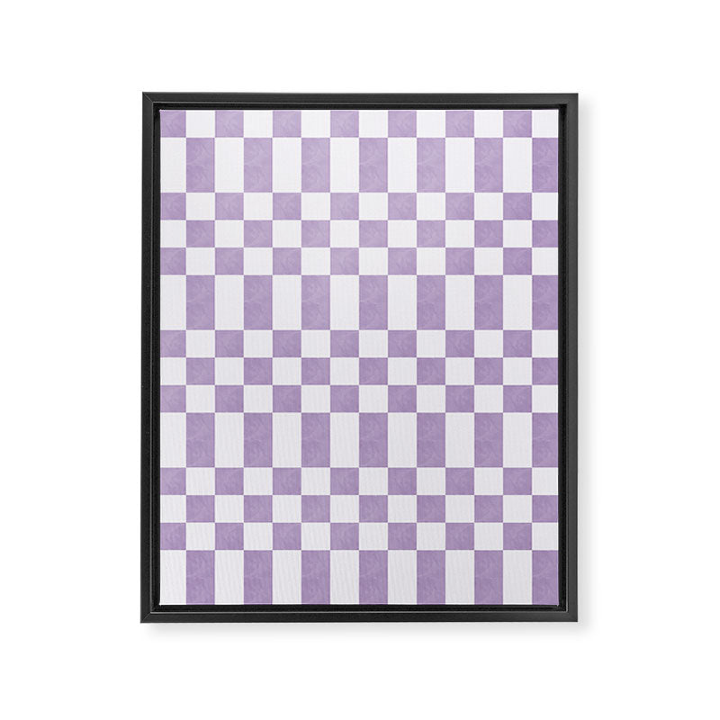 Lilac and white checkered Framed Canvas Print Gallery Image 8