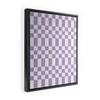 Lilac and white checkered Framed Canvas Print Gallery Image 2