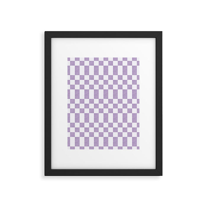 Lilac and white checkered Framed Art Print Gallery Image 1