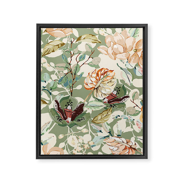 Lush colorful exotic garden B Framed Canvas Print Gallery Image 1