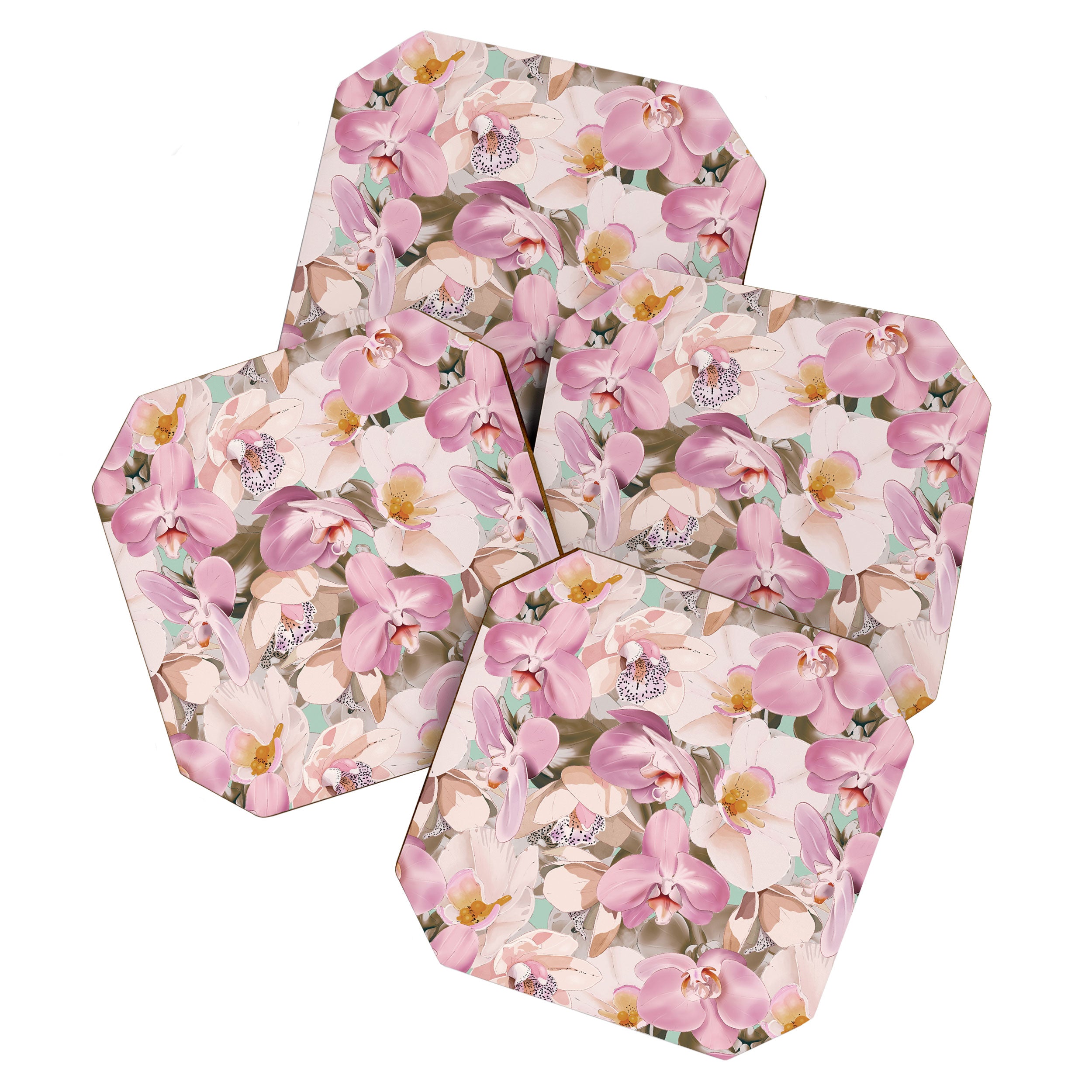 Lush Pink Tropical Flowers I Coaster Gallery Image 1
