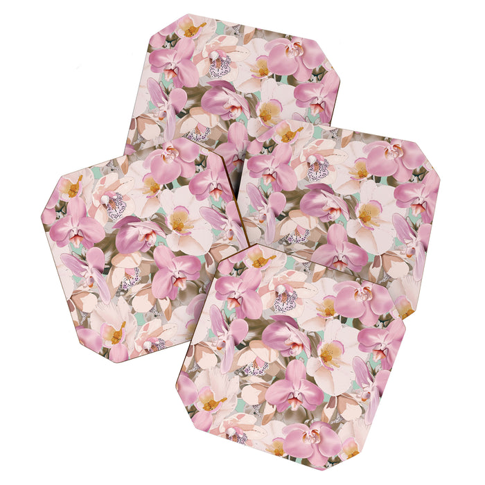 Lush Pink Tropical Flowers I Coaster Gallery Image 1
