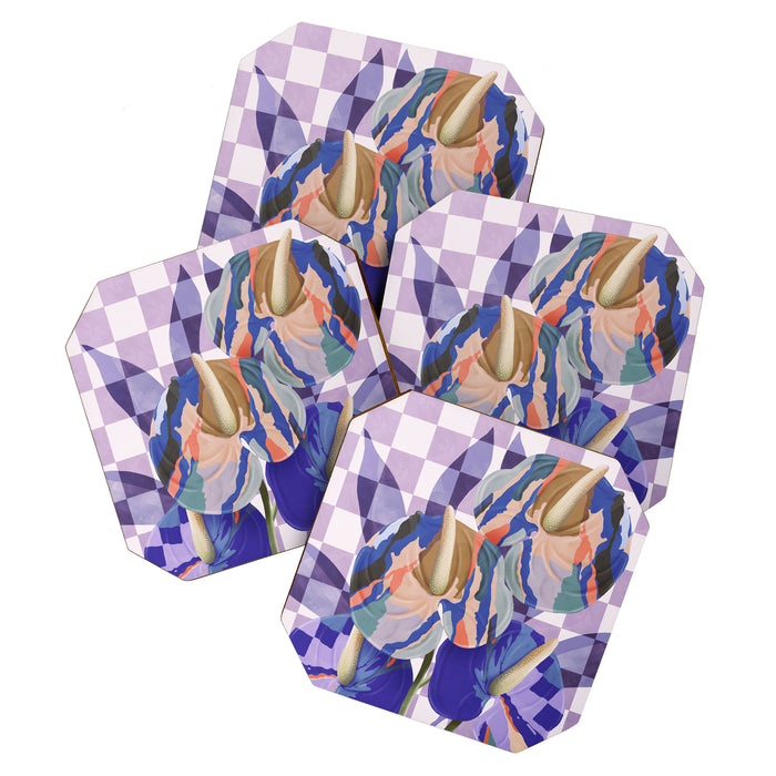 Modern artistic flowery tropical Coaster Gallery Image 1