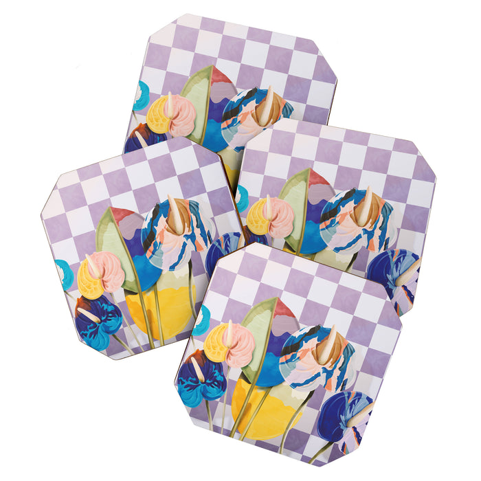 Modern artistic flowery tropical II Coaster Gallery Image 1
