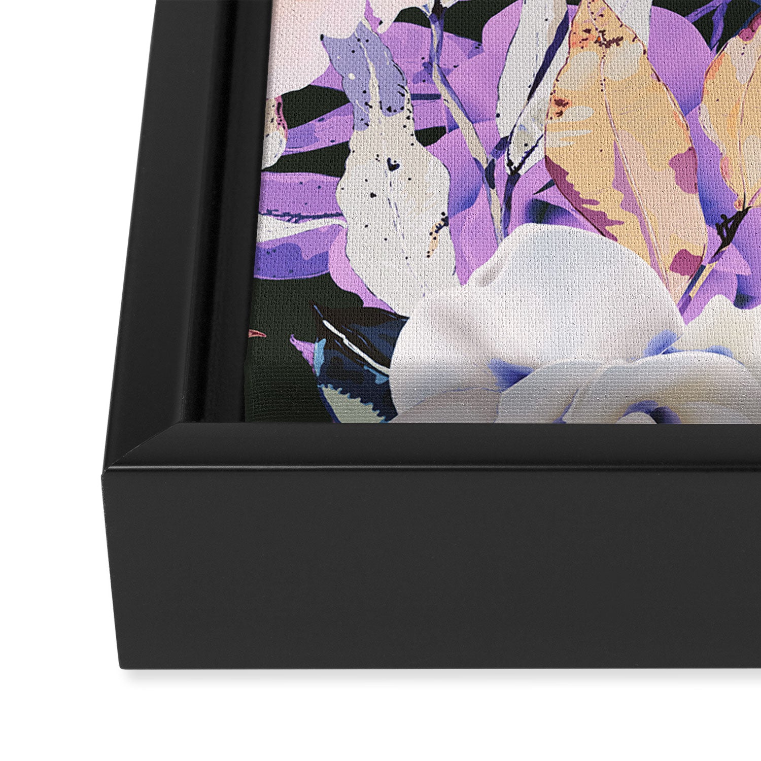 Modern Dark Vibrant Flowery D Framed Canvas Print Gallery Image 3