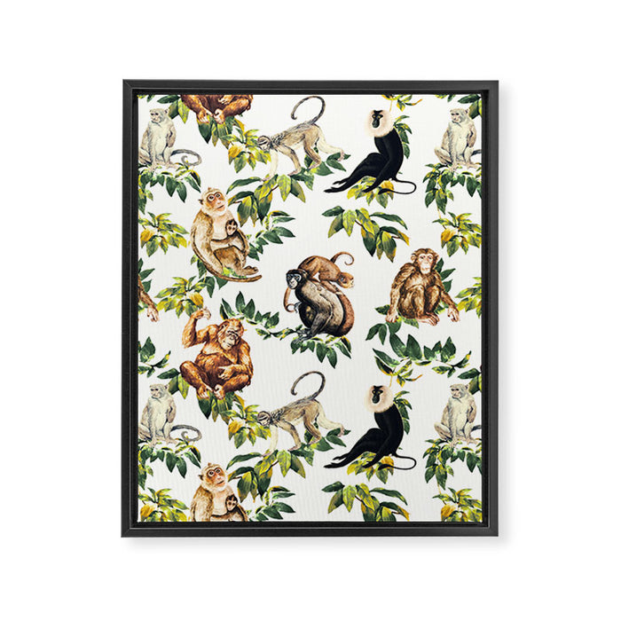 Monkeys, orangutans and more Framed Canvas Print Gallery Image 1