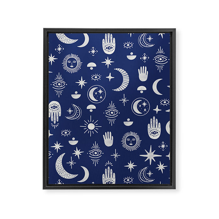 Mystic symbols in the dark sky Framed Canvas Print Gallery Image 1