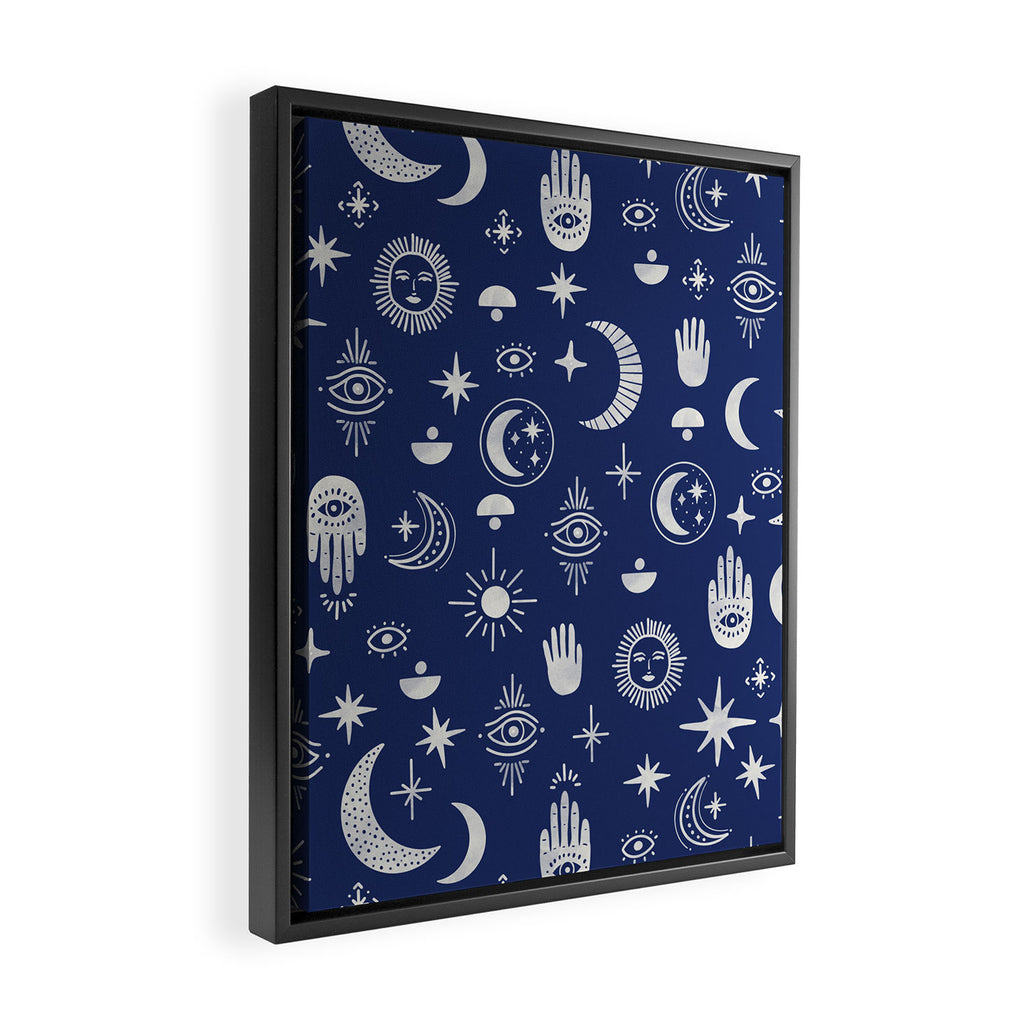 Mystic symbols in the dark sky Framed Canvas Print Gallery Image 2
