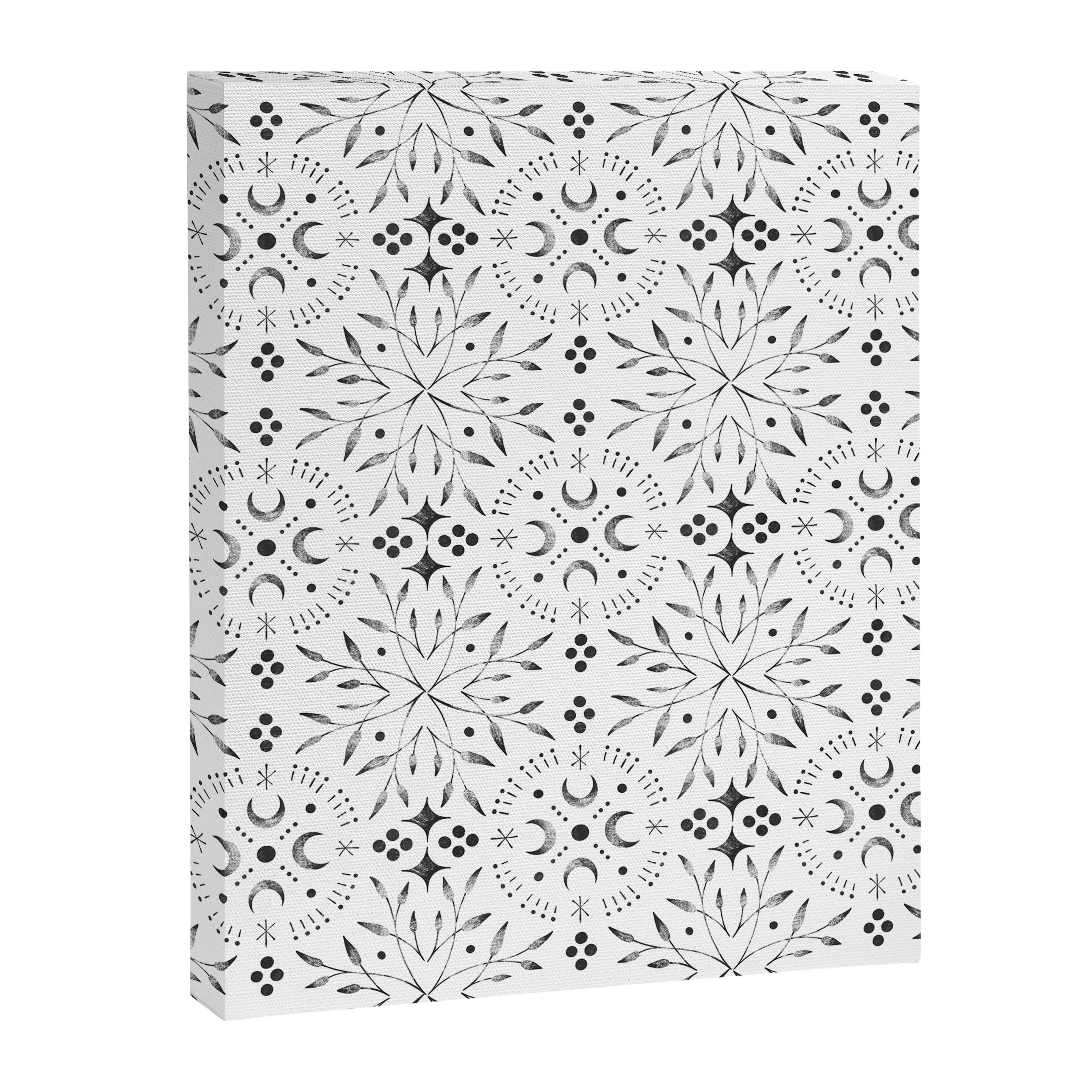Mystical lunar mosaic BN B Canvas Print Gallery Image 8