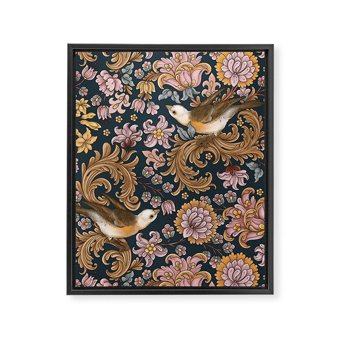Ornate Bird Garden Framed Canvas Print Gallery Image 1