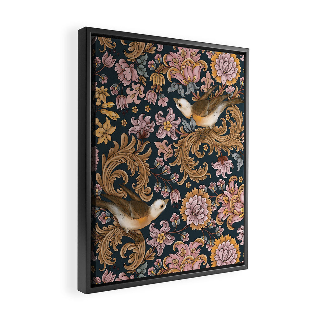 Ornate Bird Garden Framed Canvas Print Gallery Image 2