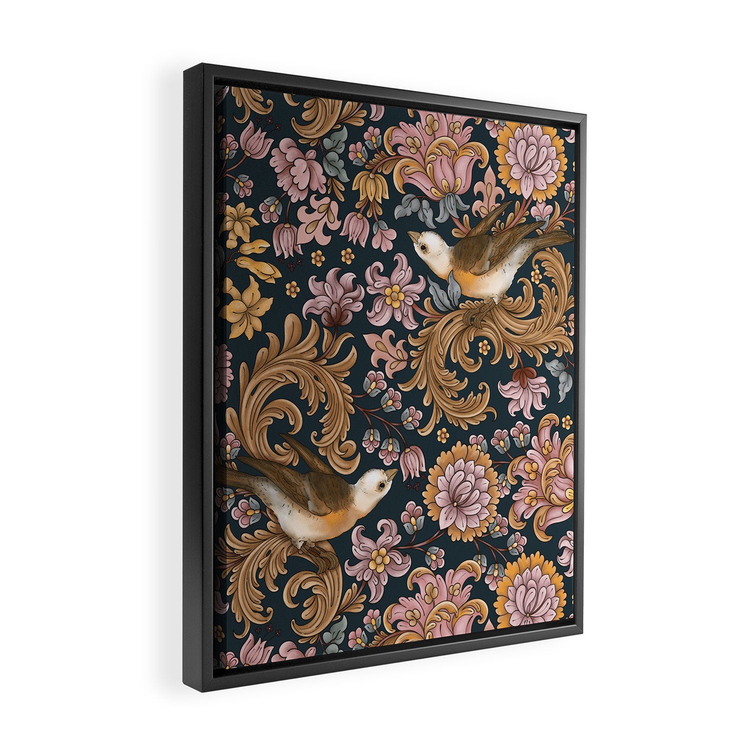 Ornate Bird Garden Framed Canvas Print Gallery Image 2